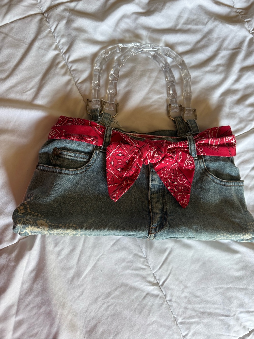 Rare Y2K Mary Kate and Ashley Jean Purse with Lucite Handles